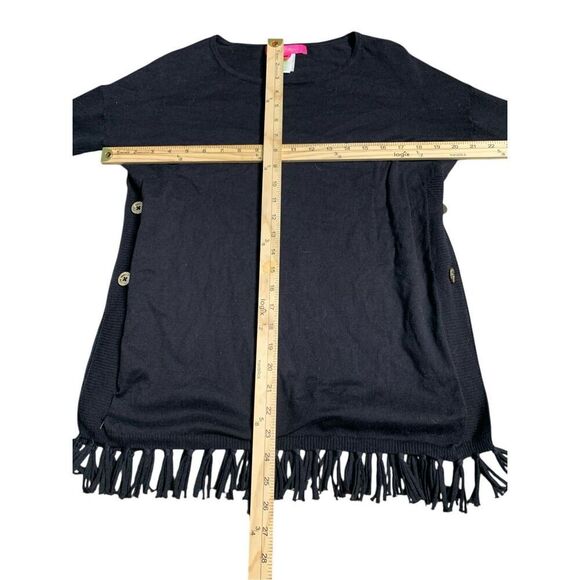 Beautiful Lilly Pulitzer Ramona Fringe Sweater Black Gold Buttons Cotton Blend S - Picture 16 of 16